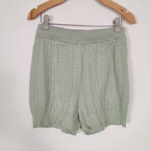 Ardene Womens Shorts Size S Green Cable Knit Viscose Stretch Casual
